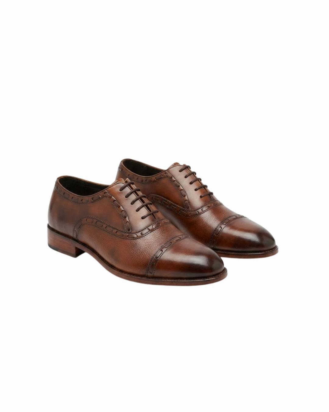 Artisan Textured Leather Cap-Toe Oxfords