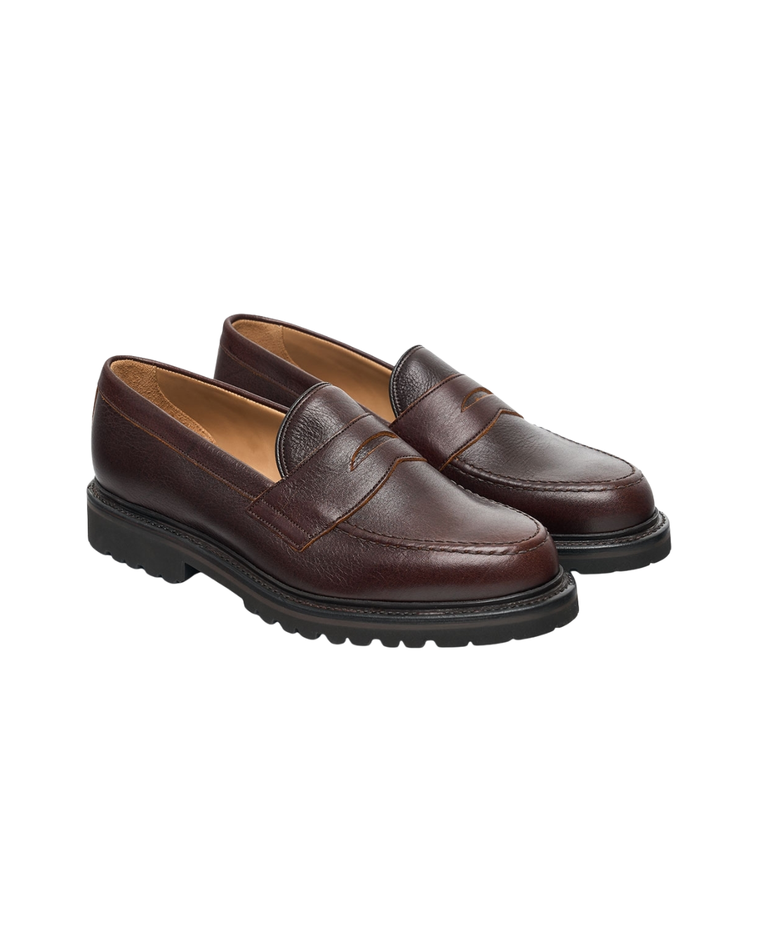 Pebble Grain Leather Penny Loaffer Shoes