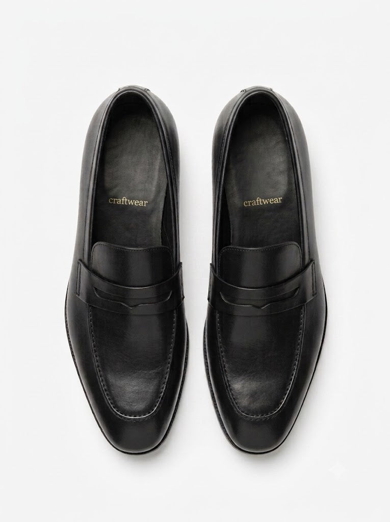 Timeless Black Leather Penny Loafers