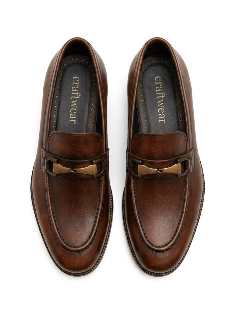 Executive Burnished Leather Bit Loafers