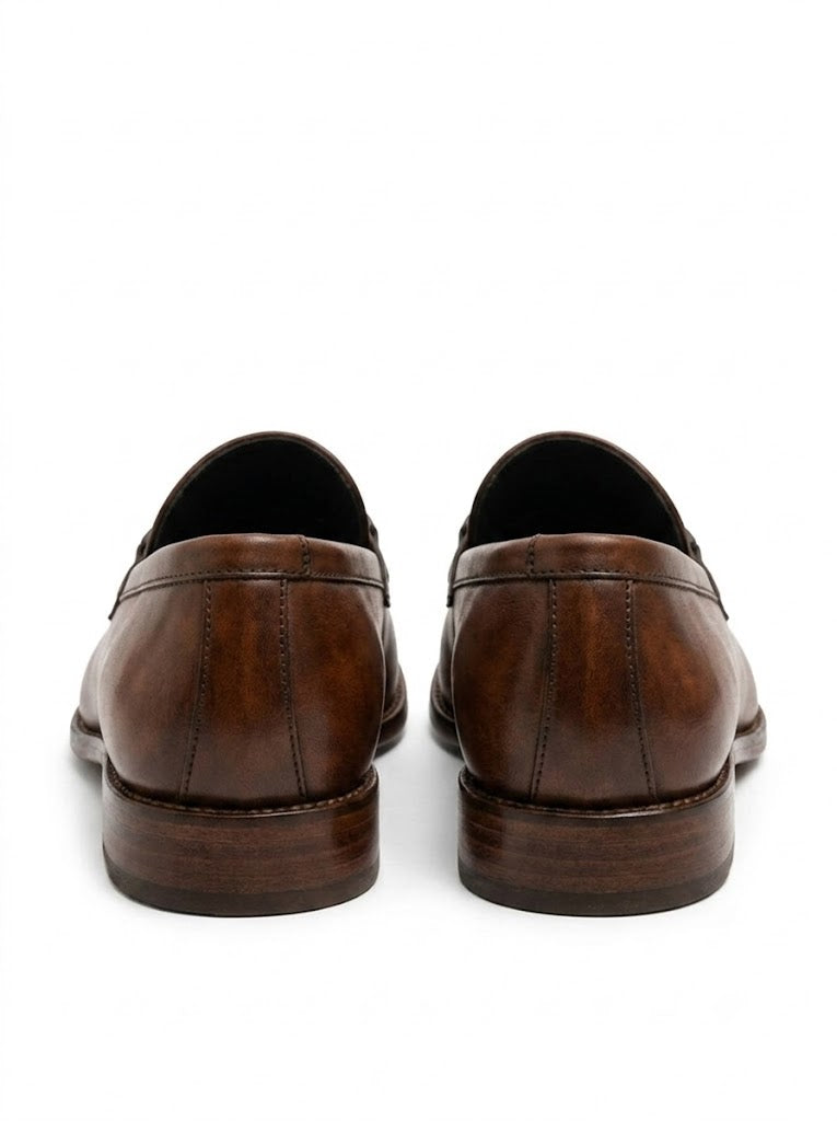 Executive Burnished Leather Bit Loafers