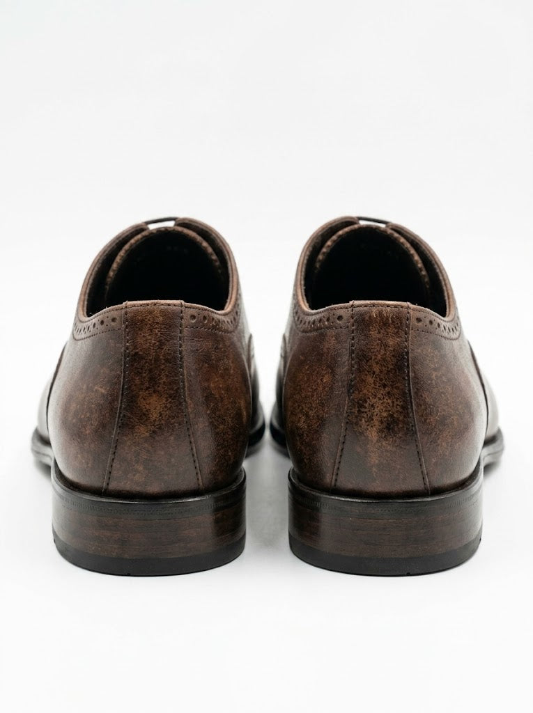 Hand-Burnished Brown Oxford Shoes