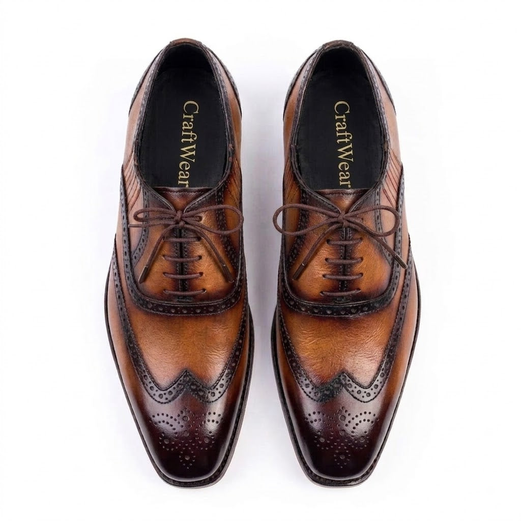 Two-Tone Wingtip Oxford Shoes