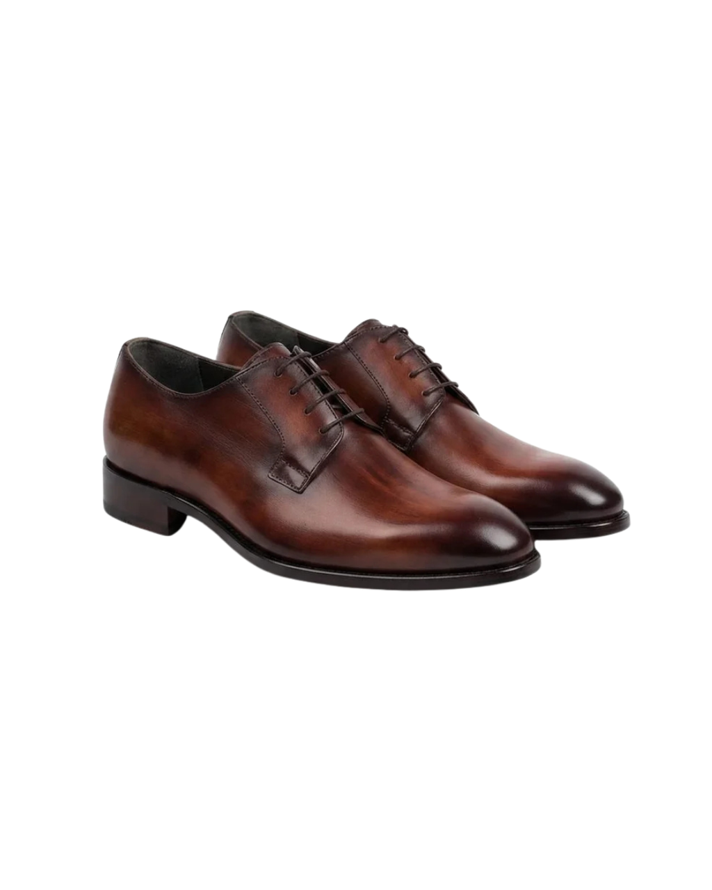 Hand-Burnished Brown Leather Derby Shoes