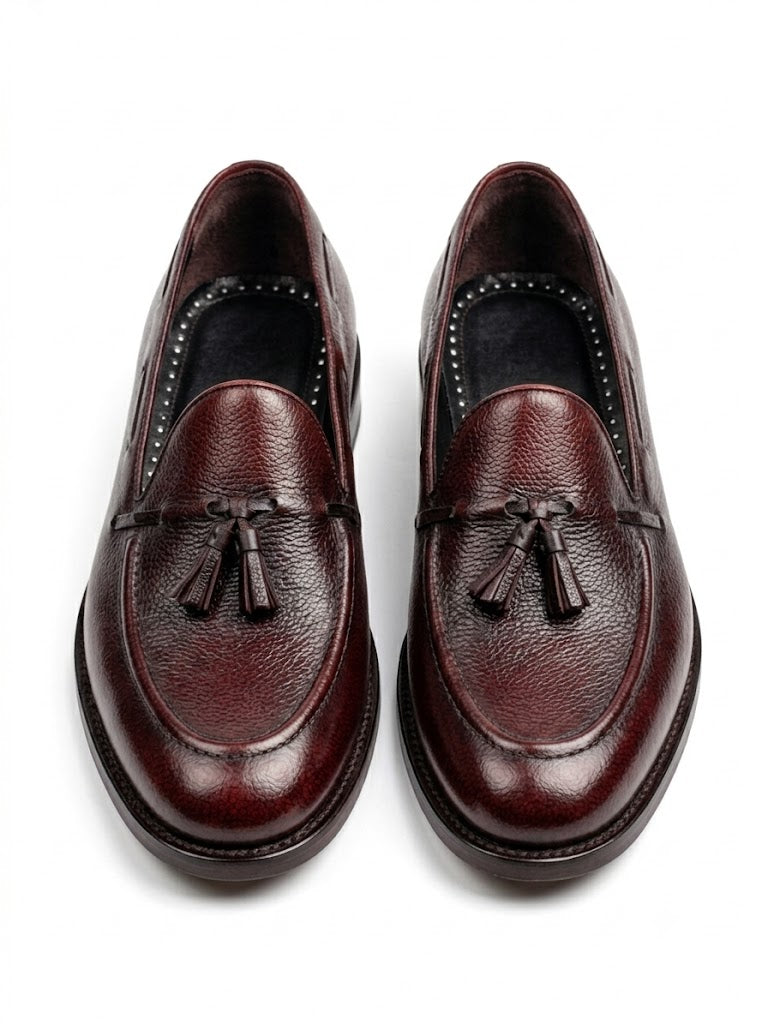 Burgundy Leather Tassel Loafers