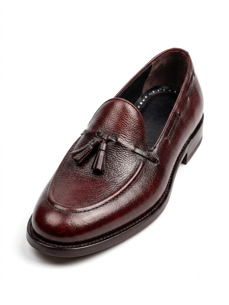 Burgundy Leather Tassel Loafers
